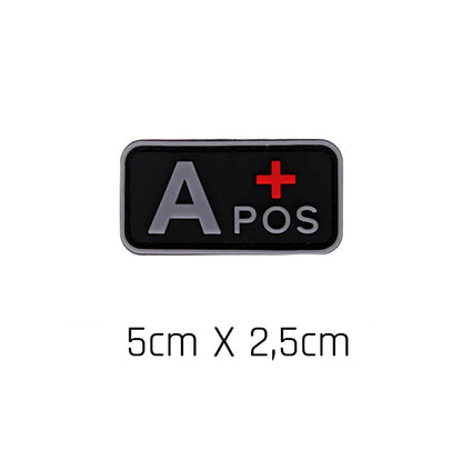 Parche Tipo Sangre (A+, B+, AB+, O+, A-, B-, AB-, O-) Negro / Gris