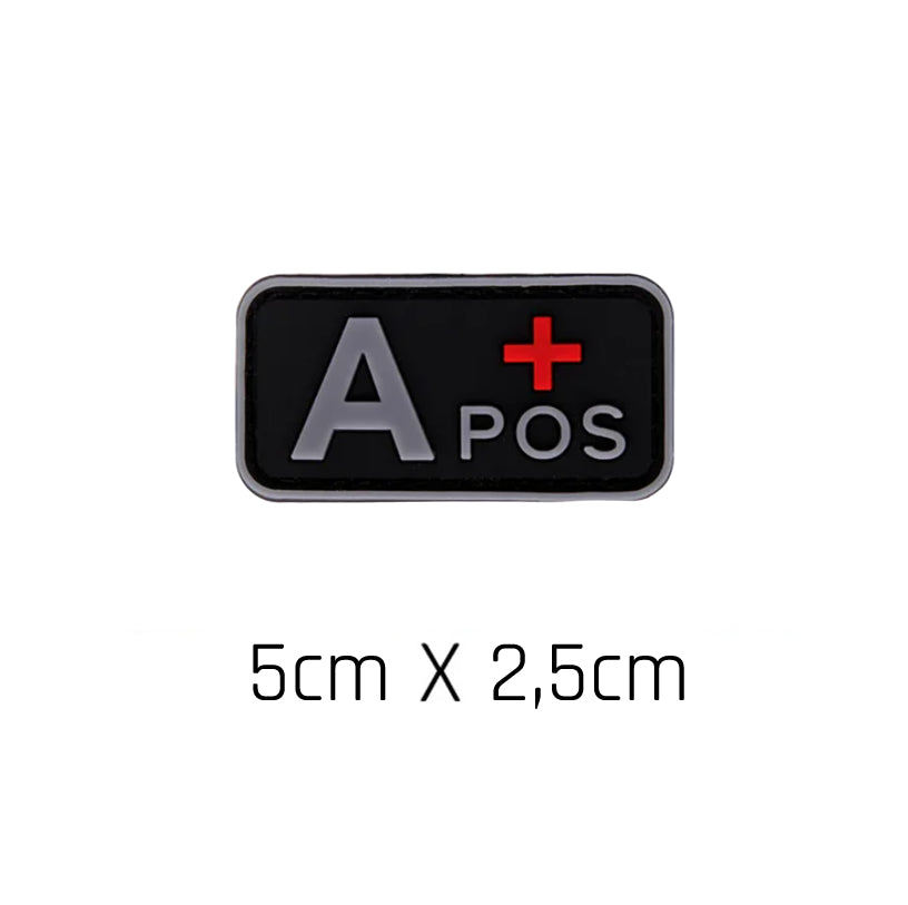 Parche Tipo Sangre (A+, B+, AB+, O+, A-, B-, AB-, O-) Negro / Gris