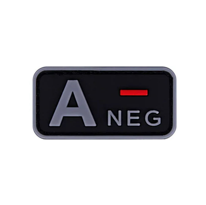 Parche Tipo Sangre (A+, B+, AB+, O+, A-, B-, AB-, O-) Negro / Gris
