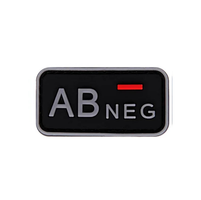 Parche Tipo Sangre (A+, B+, AB+, O+, A-, B-, AB-, O-) Negro / Gris