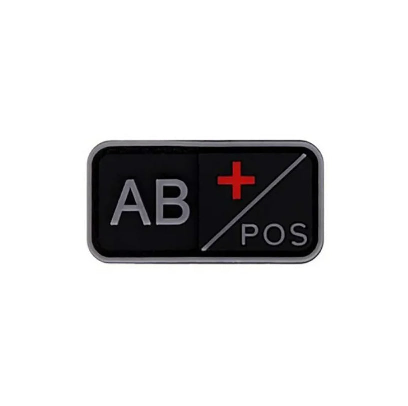 Parche Tipo Sangre (A+, B+, AB+, O+, A-, B-, AB-, O-) Negro / Gris