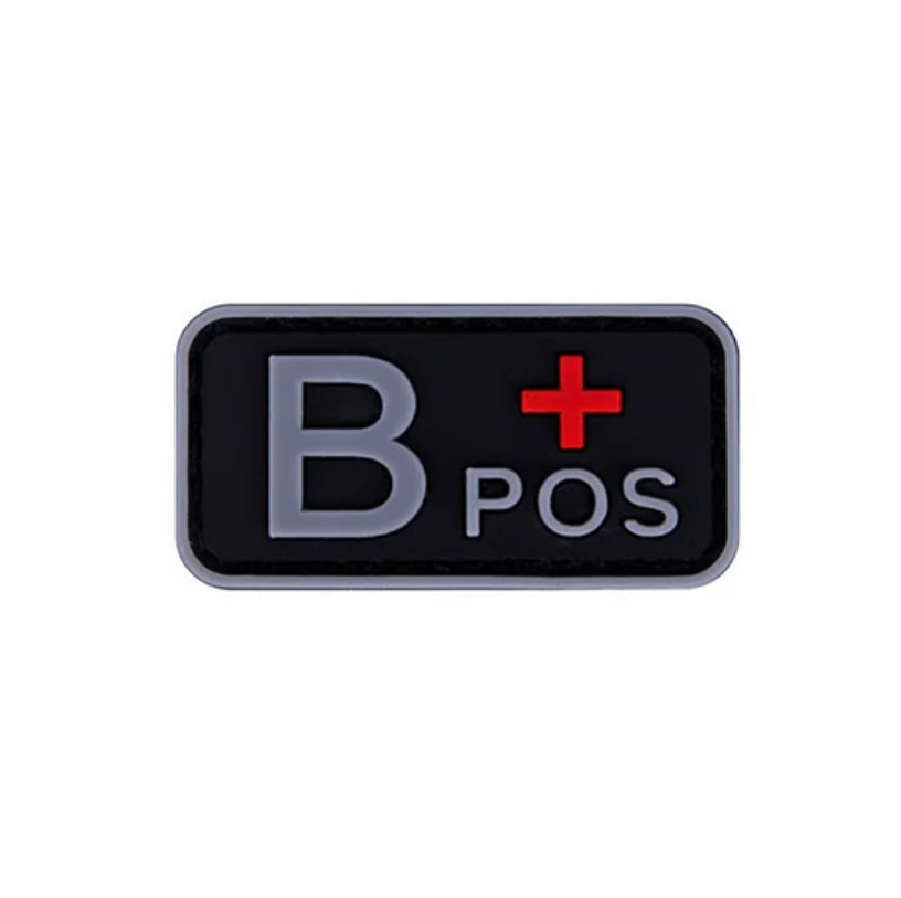 Parche Tipo Sangre (A+, B+, AB+, O+, A-, B-, AB-, O-) Negro / Gris