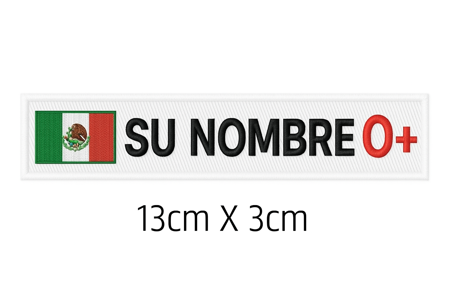Parche Personalizable México + Tipo Sangre Blanco